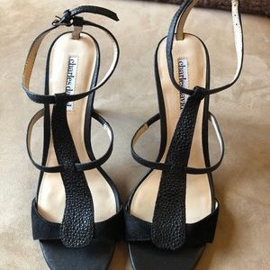 Charles David black strappy heels NEW